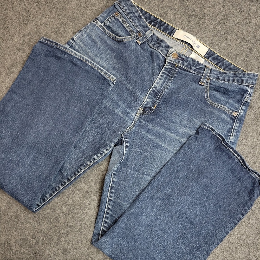 Gap Jeans Womens 14 Blue Denim Faded Stretch Streetwear Grunge Ankle Bootcut Leg